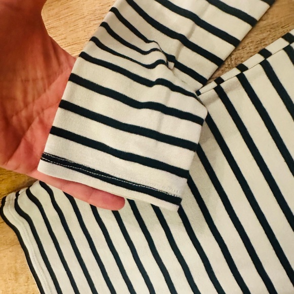 Merona Black and White Striped Long Sleeve Tee - Picture 3 of 3